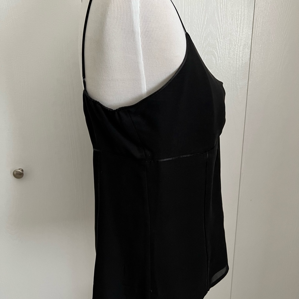 Express Design Studio Silk Chiffon Camisole Top Sz L Black Lined Side Zip - Picture 6 of 9